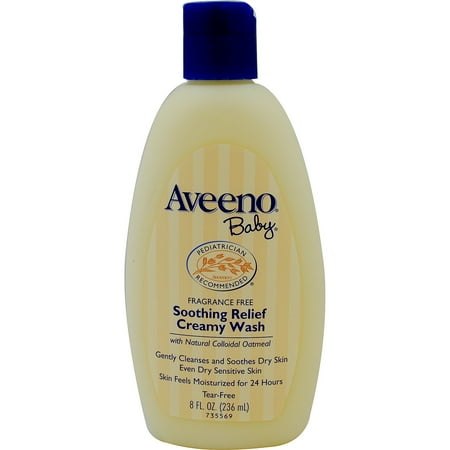 Aveeno Baby Fragrance - Aveeno, Baby, Soothing Relief Creamy Wash, Fragrance Free, 8 fl oz(pack of 4)