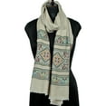 thumbnail image 3 of Stone Grey Woollen Scarves for Women with Mankolam Prints on the Borders Great Accessory for Fall/Winter, 3 of 4