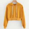 thumbnail image 2 of Outfmvch hoodies for women Long Sleeve Drawstring Crop Sweatshirt Crop Hoodie Pullover womens tops crop tops Yellow, 2 of 9