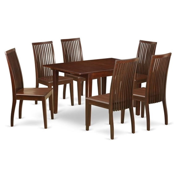 MLIP7-MAH-W 7 Piece dinette set for small spaces-dining tables and 6 chairs for dining room