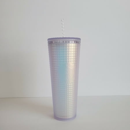 Starbucks 2022 Spring Soft Touch White Frosted Pearl Grid Iridescent