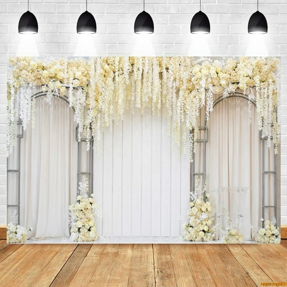 Indoor Wedding Photography Backdrop Floar Flower Curtain Bridal Shower Mr&Mrs Engagemt Ceremony Portrait Photocall Backgound