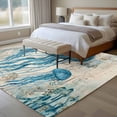 thumbnail image 4 of Large Area Rugs for Living Room Bedroom, Teal Jellyfish Coastal 8'x10' Rug Washable Carpet Runner Indoor Outdoor, Vintage Summer Beach Nautical Non Slip Floor Mats Rug for Kitchen, Patio, 4 of 8