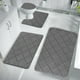 thumbnail image 5 of Juego de 4 alfombras de baño oscuras, base antideslizante de látex, diseño a cuadros, suaves, absorbentes de agua, lavables a máquina, fáciles de secar, 5 of 7