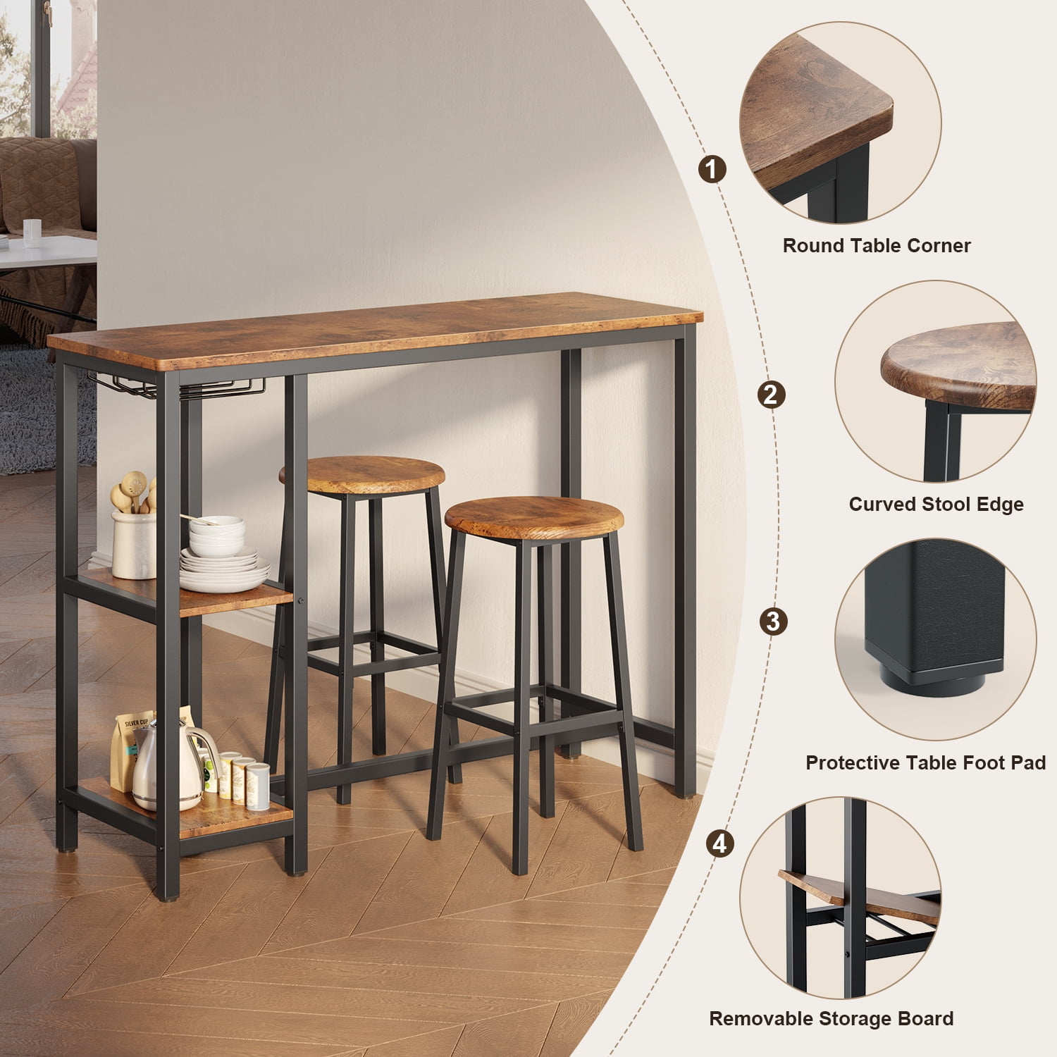 パブテーブル Amazon.com: SIZOTA Round Bar Table, 37.4