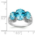 thumbnail image 2 of 925 Sterling Silver Rhodium Oval Checker-Cut Blue Topaz and Diamond Ring Size 9, 2 of 5
