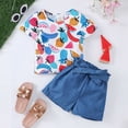 thumbnail image 2 of KPOPLK 1T 2T 3T 4T 5T 6T Toddler Baby Girl Summer Clothes Set Short Sleeve T-shirt Tops Pants Little Kids School Wear Outfits 2Pcs,Sizes 3-4 Years, 2 of 8