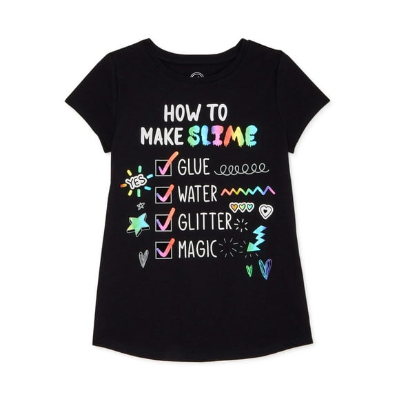 Wonder Nation Girls 4-18 & Plus Short Sleeve Slime Tee