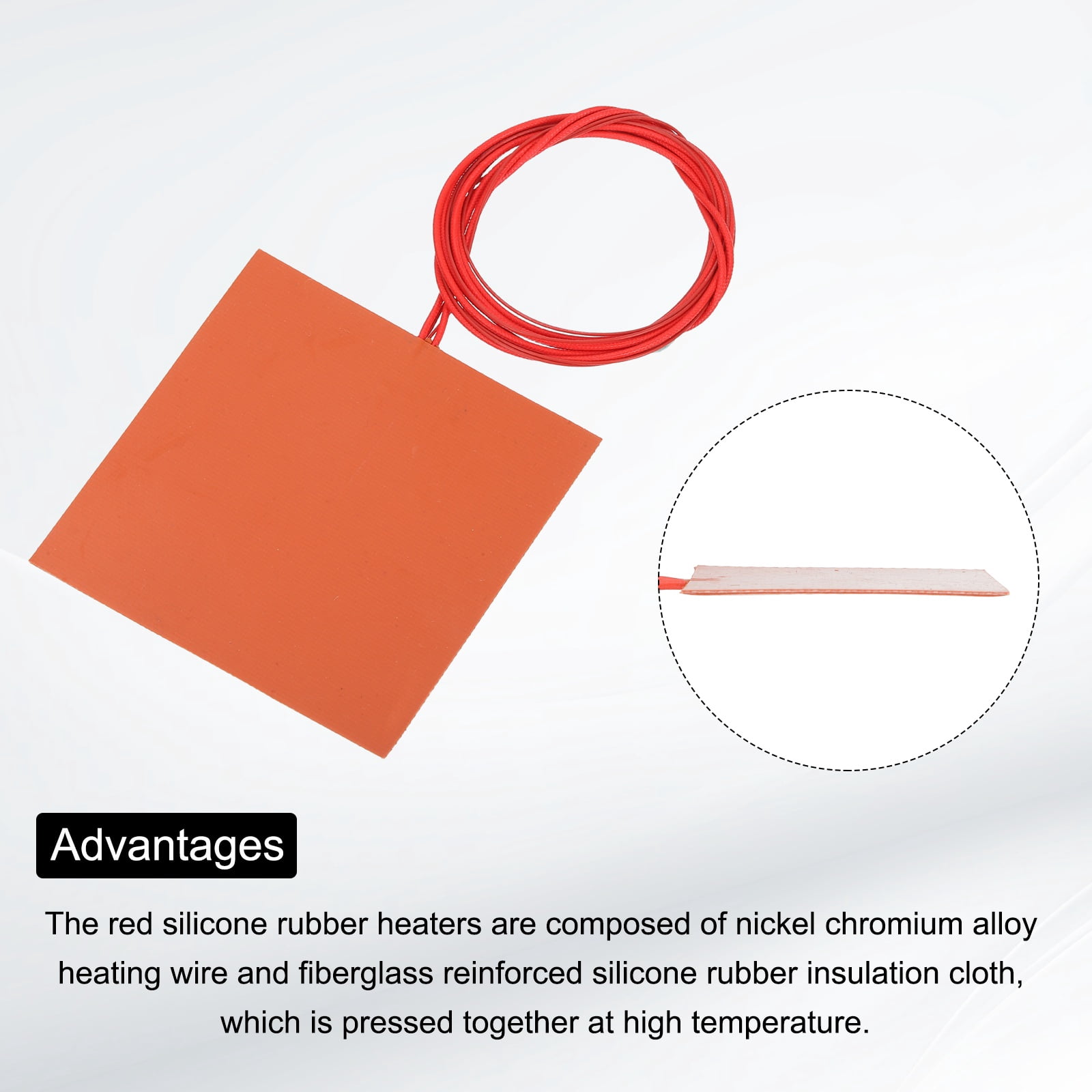 Uxcell 2 pack Silicone Heating Pad, 24V 120W Electric Blanket Rubber Flexible Mat Heater Film Heating Plate 120mmx120mm Heater Mat for Constant Temperature