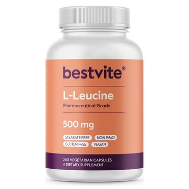 L-Leucine 500mg (240 Vegetarian Capsules) - No Stearates - No Fillers - No Flow Agents - Vegan - Non GMO - Gluten Free