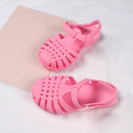 

QISIWOLE Toddler Shoes Baby Boys Girls Cute Candy Colors Hollow Out Non-slip Soft Sole Beach Roman Sandals toddler clothes