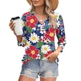 thumbnail image 7 of XUNKUSGA Shirts for Women Casual V Neck 3/4 Sleeve Tops for Women Trendy Comfortable Breathable Ladies Tops and Blouses Basic Tops for Woman S-2XL Pink, 7 of 7