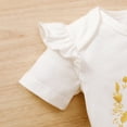 thumbnail image 5 of NZRVAWS Newborn Baby Girl Clothes Round Neck Short Sleeve Solid Color Romper Top and Ruffle Streak Shorts Headband Baby Girl Outfit set 6-12 Months, 5 of 7