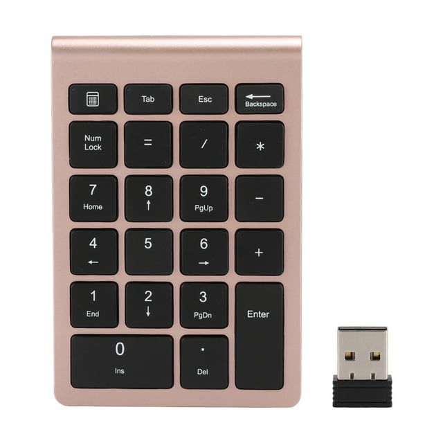 RF304 Teclado numérico de 22 teclas Mini teclado inalámbrico USB 2,4G con receptorRose Gold