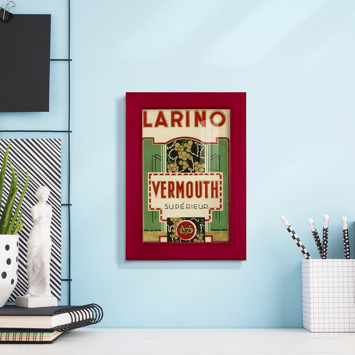 Larino Vermouth -Framed Print w/glass-Cherry Red