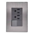 thumbnail image 1 of Placa Armada Inoxidable Con 1 Apagador Sencillo Y 2 Contactos De 1 Modulo Igoto gris oscuro Igoto INOX, 1 of 3