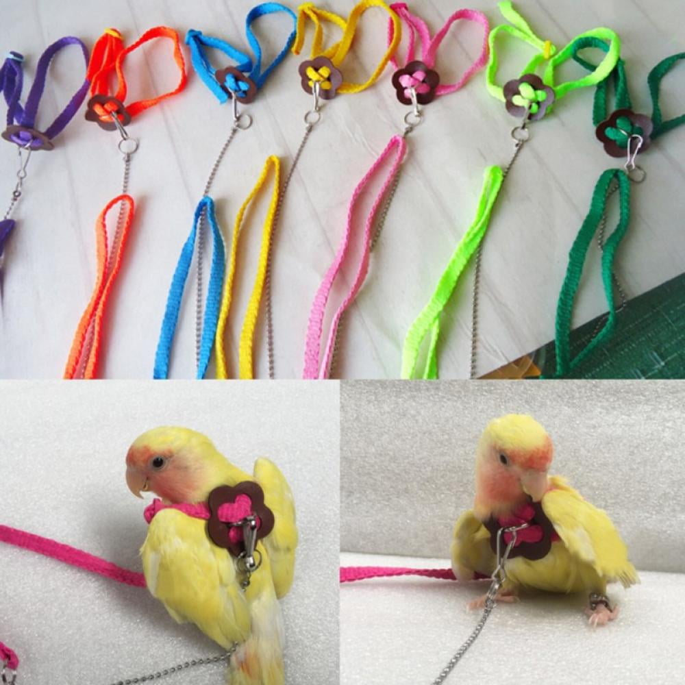 Bird Harness Leash,Adjustable Bird Flying Harness Traction Rope Bird Outdoor Activities Training Nylon Rope with Hook for Parakeets Cockatiels Conures Macaws Love Birds Finches 