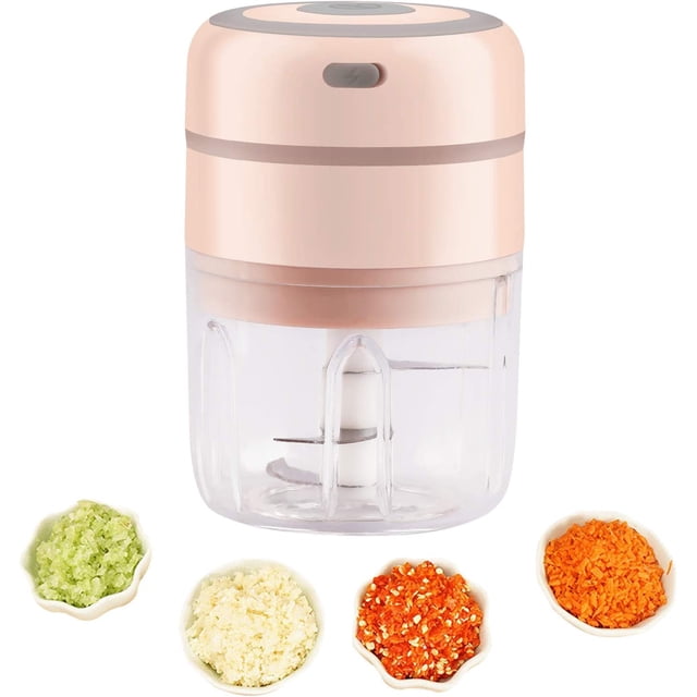 Jinsinto Pink 250ml Mini Electric Food Processor Chopper Grinder for Meat Garlic Onion Chili Vegetable Baby Food Blender Cordless Meat Grinder Garlic Chopper Small Garlic Press