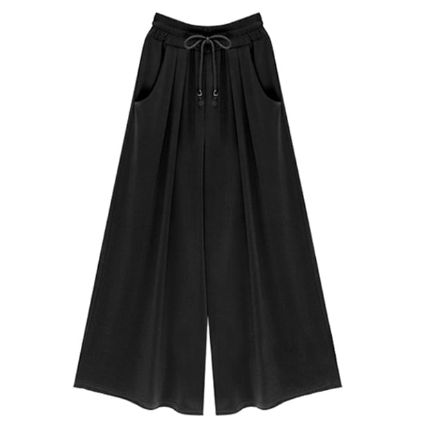 Wodstyle - Women's Wide Leg High Elastic Waist Casual Cropped Loose