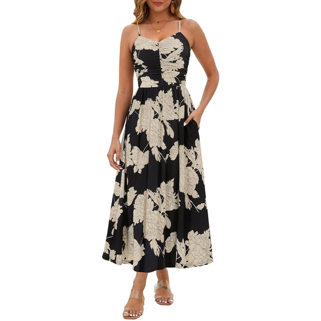 Vestido largo Annebouti Verano Primavera 2025 para mujer Beige Negro