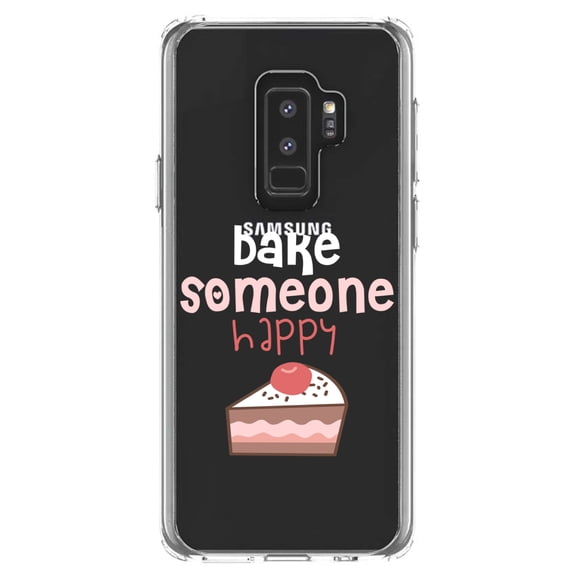 DistinctInk Clear Shockproof Hybrid Case for Samsung Galaxy S9  PLUS (6.2" Screen) - TPU Bumper Acrylic Back Tempered Glass Screen Protector - Bake Someone Happy