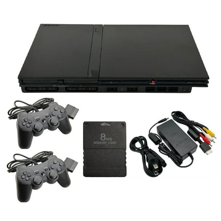 Restored Playstation 2 Slim Console PS2 Slim with 2 Controllers and 8MB Card, Reshelled