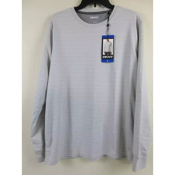 DKNY Men's Long Sleeve T-Shirt, Gray, M