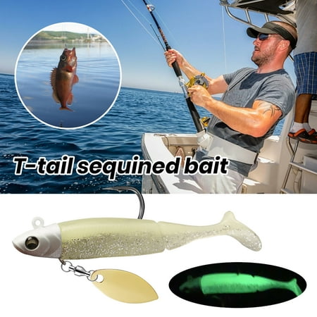 Duixinghas Fishing Lure Soft Baits with Sequins Simulation T-Tail Sequined Swimbait 9.5cm/20g Bionic Bait Reusable Freshwater & Saltwater Bass Fishing Lures Artificial Bait Fishing Tackle