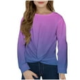 thumbnail image 3 of HVOBTTY Toddler Long Sleeved Pullover Sweatshirt, Kids Fall and Winter Tops, Boys Girls Casual Print Round Neck Gradient Knot Pullover Sweatshirt Purple, 11-12 Years, 3 of 5