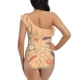 thumbnail image 3 of Read Books Pattern One-Piece Swimsuit One Shoulder Ruffle Swimsuit Sexy Monokini New Girl Beach Swimwear Read More Books Read, 3 of 5