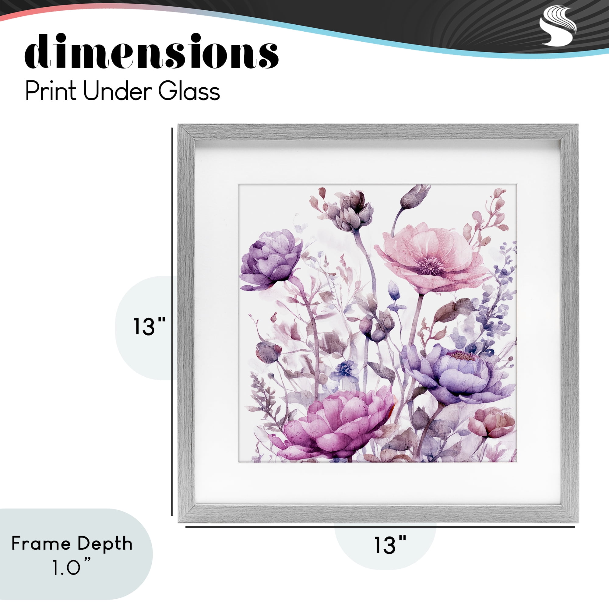 Stupell Industries Purple & Pink Florals Gray Framed Print Under Glass, design by Kim Lewis