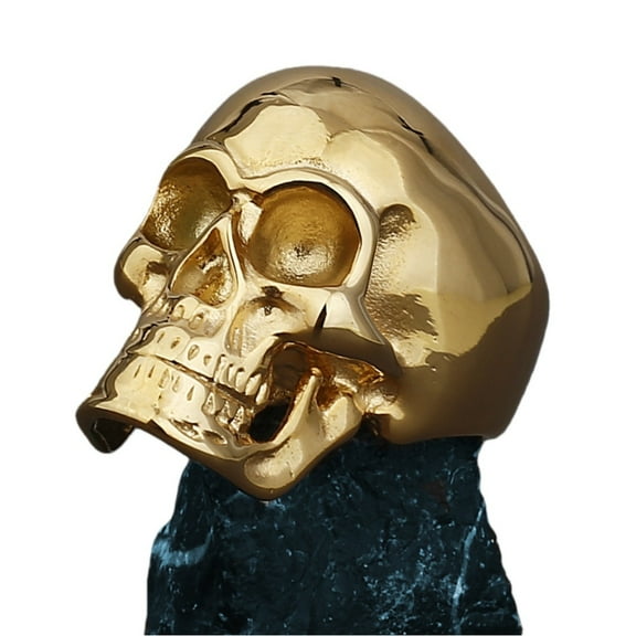 Ring, Men's, Vintage Gold Skull Titanium Steel, Hip Hop Street Fashion