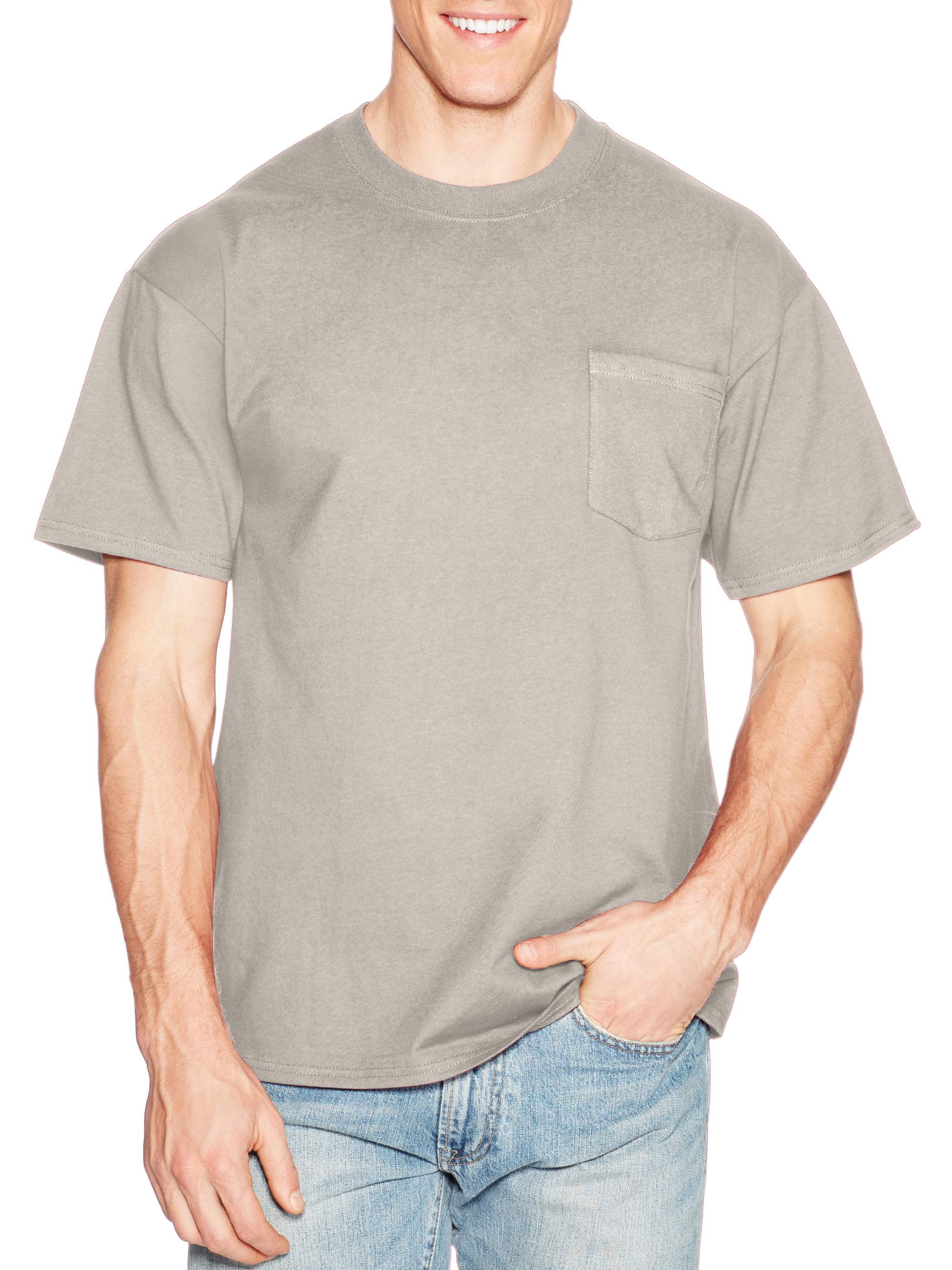 Hanes Mens Short-Sleeve Beefy T-Shirt with Pocket 