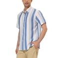 thumbnail image 4 of Lars Amadeus Men's Button Down Point Collar Short Sleeve Vertical Striped Shirt, 4 of 6