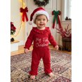 thumbnail image 5 of RUINIXCW Baby Girl Christmas Outfit Letter Embroidery Long Sleeve Jumpsuit and Hat, 5 of 8