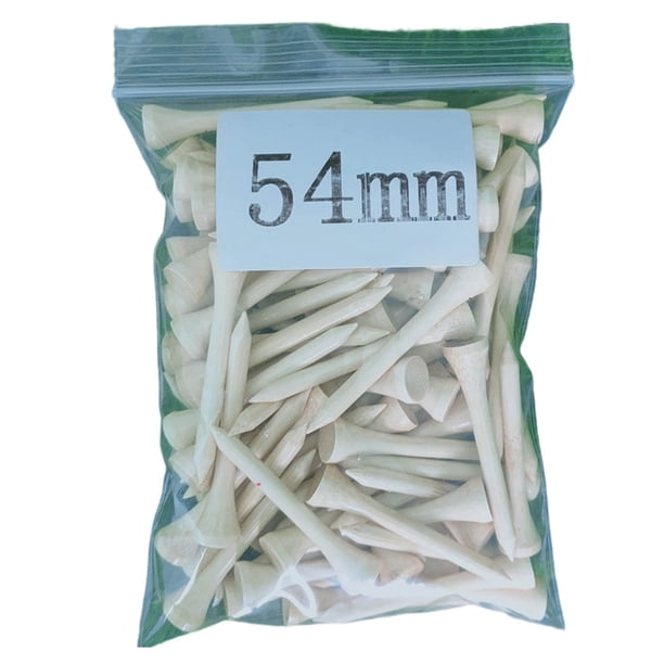 Paquete económico de madera de tees de golf | 100 piezas de soportes de pelotas de golf de bambú ecológicos | Múltiples tamaños: 42 mm, 54 mm, 70 mm, 83 mm | Rendimiento duradero | Para