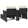 thumbnail image 6 of vidaXL Patio Sofa 2-Seater with Stools Black Poly Rattan, 6 of 9