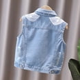 thumbnail image 2 of YUANxueke Girls Denim Vest Lace Trim Sleeveless Collared Waistcoat Top Casual Jean Jacket with Pockets for 18M-14Y, 2 of 8