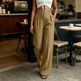 thumbnail image 5 of DeHolifer Women's Pants High Waist Casual Solid Color Straight Leg Work Business Dressy Pants Khaki L, 5 of 6