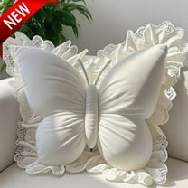 Bxaolu Butterfly Pillow Decorative Butterfly Shaped Throw Pillows 17.7" x 15.7" Cute Plush Cushion Velvet Decor for Bedroom Living Room Sofa Couch, White