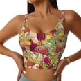 thumbnail image 2 of Lsque Bright Mushrooms Printed Women'S Sports Bra, Compression, Moisture Wicking, High-Impact Sports Bra For Women,Supportive sports bra-Small, 2 of 9