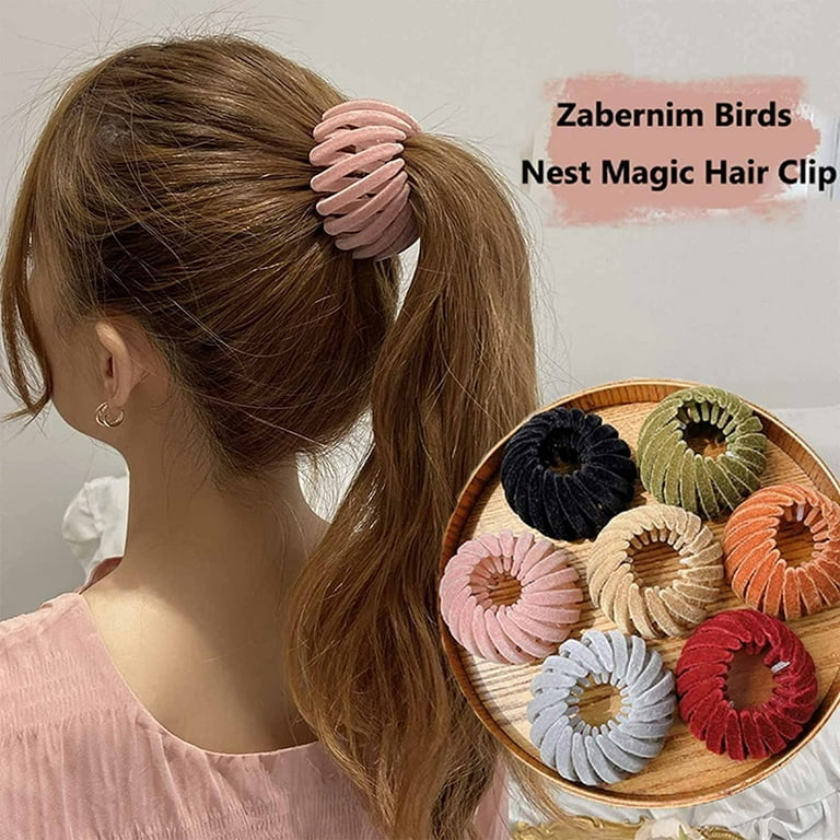 Zabernim Birds Nest Magic Hair Clip, Zabernim Hair Clip, Zabernim Hair  Holder, Lazy Birds Nest Plate Hairpin for Thin Hair (7PCS-A)