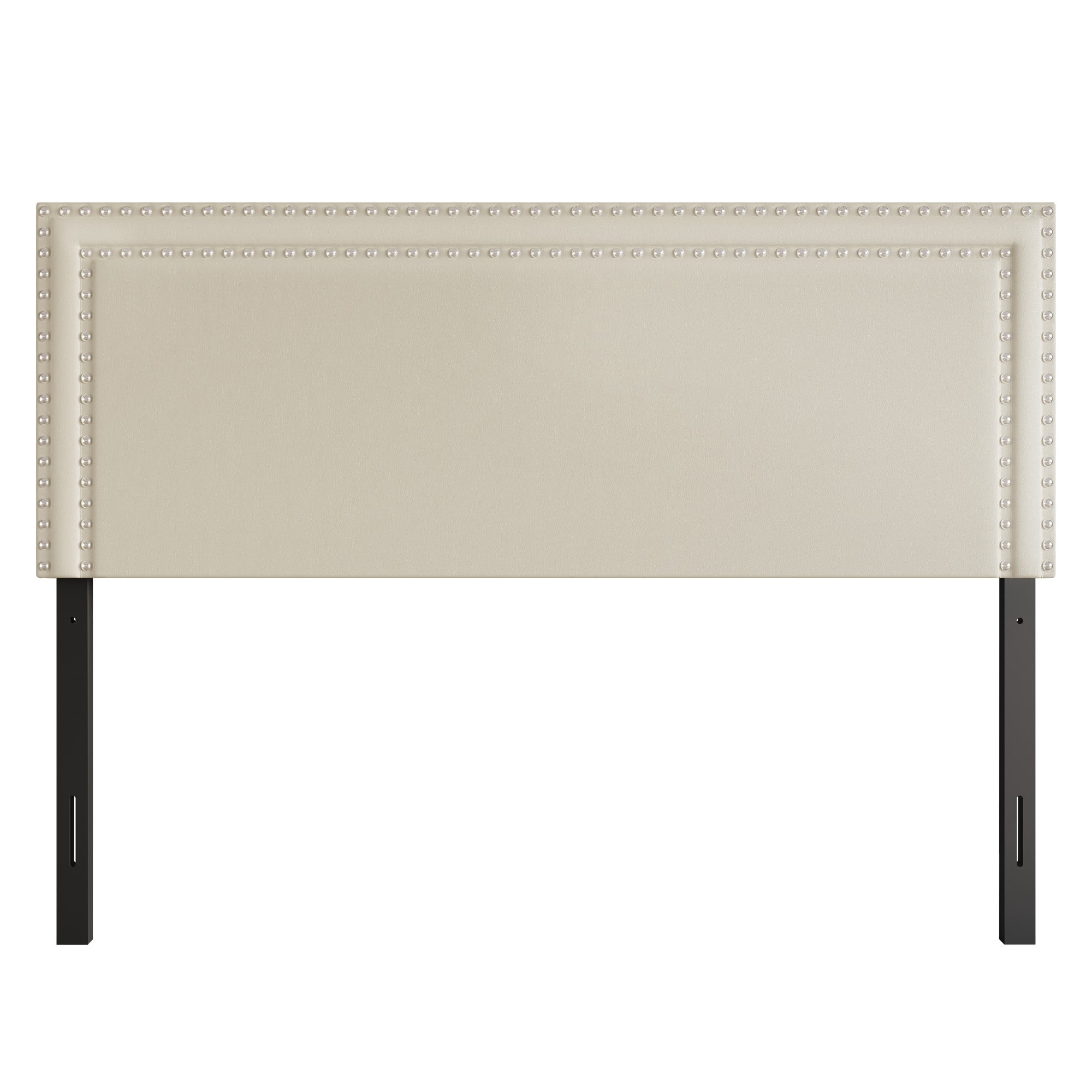 Home Design Sarasota Twin Upholstered Headboard with Double Nailhead Trim and Foam Padding, Cream, Easy Assembly