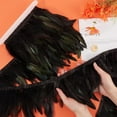 thumbnail image 3 of Fashion Feather Trimming with Cloth Band Ornament Accessories Black 130~180x1mm, 3 of 9