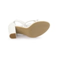 thumbnail image 5 of BLISSFUL STEP Outfit Women's Lace Up Heels Block Heel Flip Flops Sandals White 9, 5 of 7