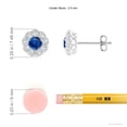 thumbnail image 2 of Angara Natural 0.44 ct. Blue Sapphire with Diamond Halo Earrings in Sterling Silver for Women, 2 of 7