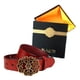 thumbnail image 1 of Sonducket Cinturón de cuero elegante con hebilla de flor para vaqueros, cinturón con hebilla de aguja con patrón de girasoles, diseño único Cinturones Rojo oscuro 115cm, 1 of 6