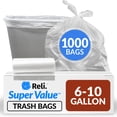thumbnail image 1 of Bolsas de basura Reli. 6 a 10 galones transparentes para baño, 1000 bolsas, 1 of 8