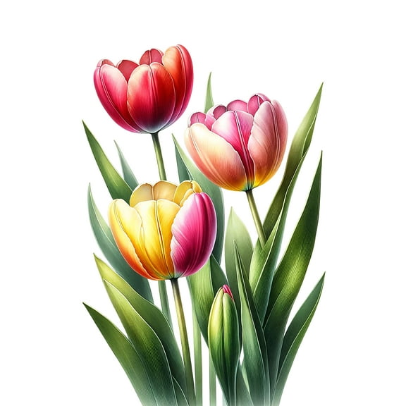 16x24in Vibrant Multicolored Tulip Watercolor Art Print 【Photo Paper】