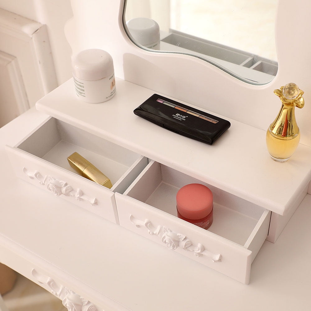 Lowestbest Vanity Table Dressing Table With Single Mirror and 3 Drawer for Home Bedroom